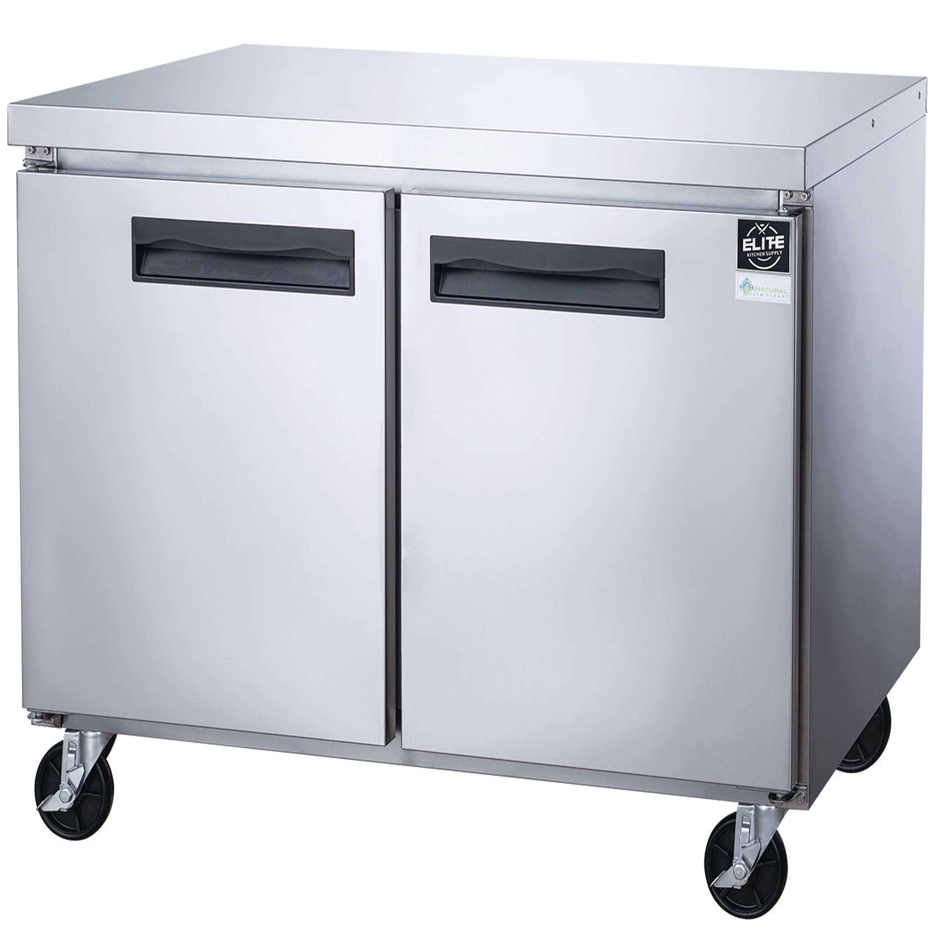 36 in. Commercial Undercounter Freezer 8 Cu.Ft. Stainless Steel Two-Door Commercial Freezer