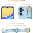 thumbnail image 2 of Samsung Galaxy A14 5G Case with Wrist Strap,Luxury Cute Plating Edge Love Hearts Pattern for Girls Women, Finger Holder Kickstand Soft Shockproof Phone Case for Galaxy A14 6.6",Blue, 2 of 11
