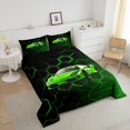 thumbnail image 4 of Erosebridal Racing Car Bedding Comforter Set, Geometry Honeycomb Down Comforter, Neon Green, Microfiber 2-Piece, 4 of 8