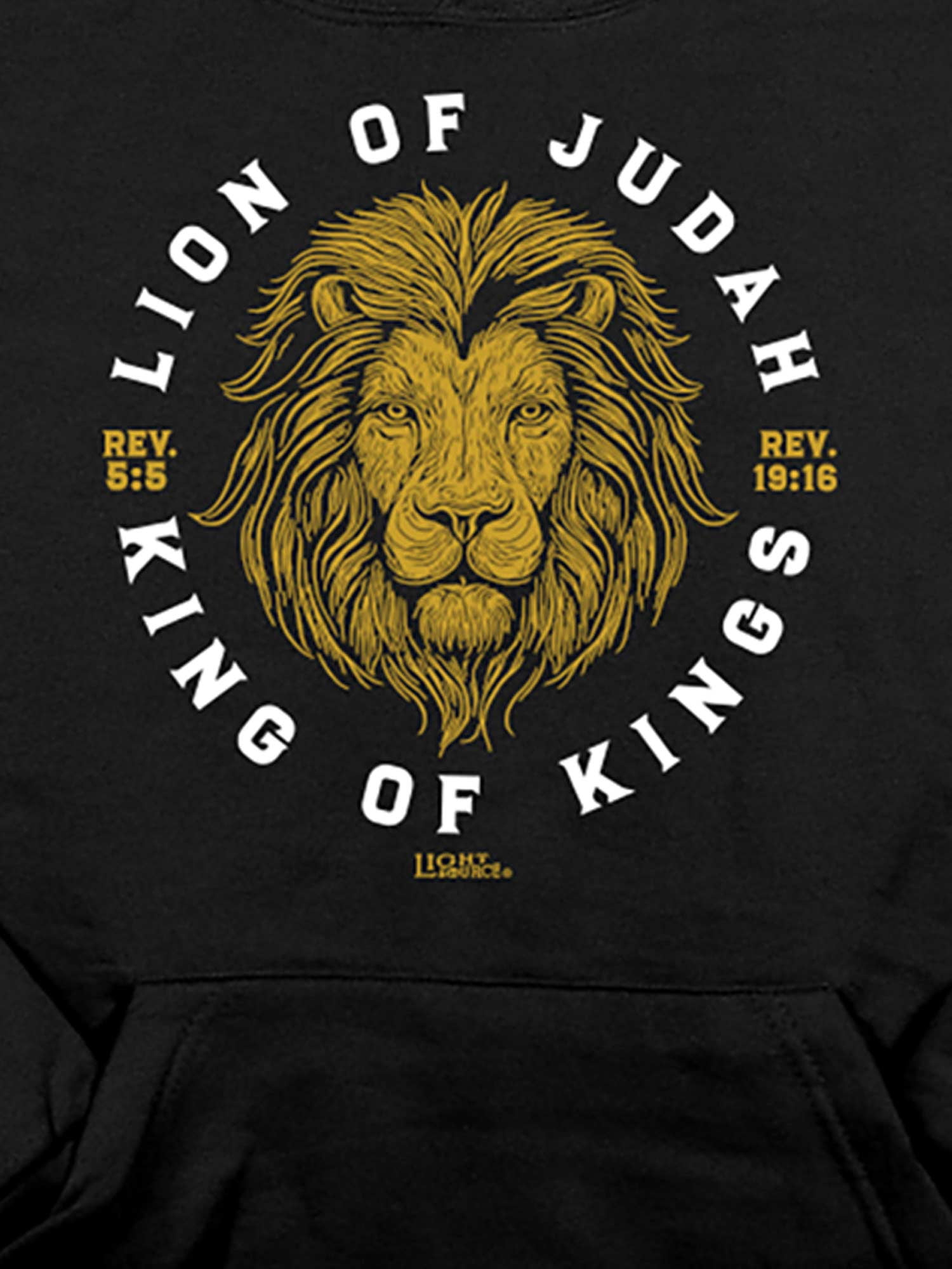 Light Source Mens Hooded Sweatshirt Lion Of Judah, Black, XL