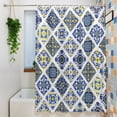 Blue Floral Pattern Shower Curtains for Bathroom, Yellow Flowers ...
