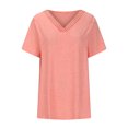 thumbnail image 4 of Women Eyelet Tshirts Vneck Patchwork Blouses Short Sleeve Basic Tees Tops Trendy Summer Outfits, 4 of 6