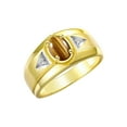 thumbnail image 4 of RYLOS Men's Rings 14K Yellow Gold Classic 7X5MM Oval Gemstone & Diamond Ring Tiger Eye November Birthstone Rings For Men, Gold Rings Size 13, 4 of 8