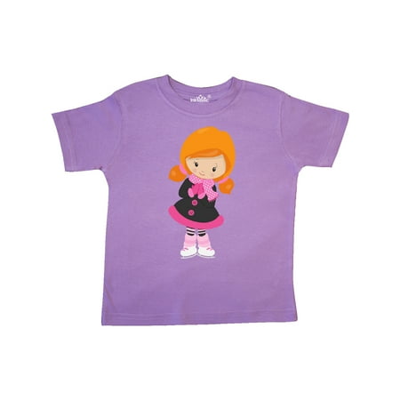 

Inktastic Ice Skating Girl Cute Girl Orange Hair Scarf Gift Toddler Toddler Girl T-Shirt