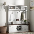 thumbnail image 2 of HOMCOM Hall Tree with Shoe Storage, Coat Rack with Shoe Bench, White, 2 of 8