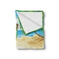 thumbnail image 2 of Beach Soft Flannel Fleece Throw Blanket, Paradise Island Coconut Tree and Boats Tropical Coastline Relaxation Environment, Cozy Plush for Indoor and Outdoor Use, 50" x 60", Multicolor, by Ambesonne, 2 of 5