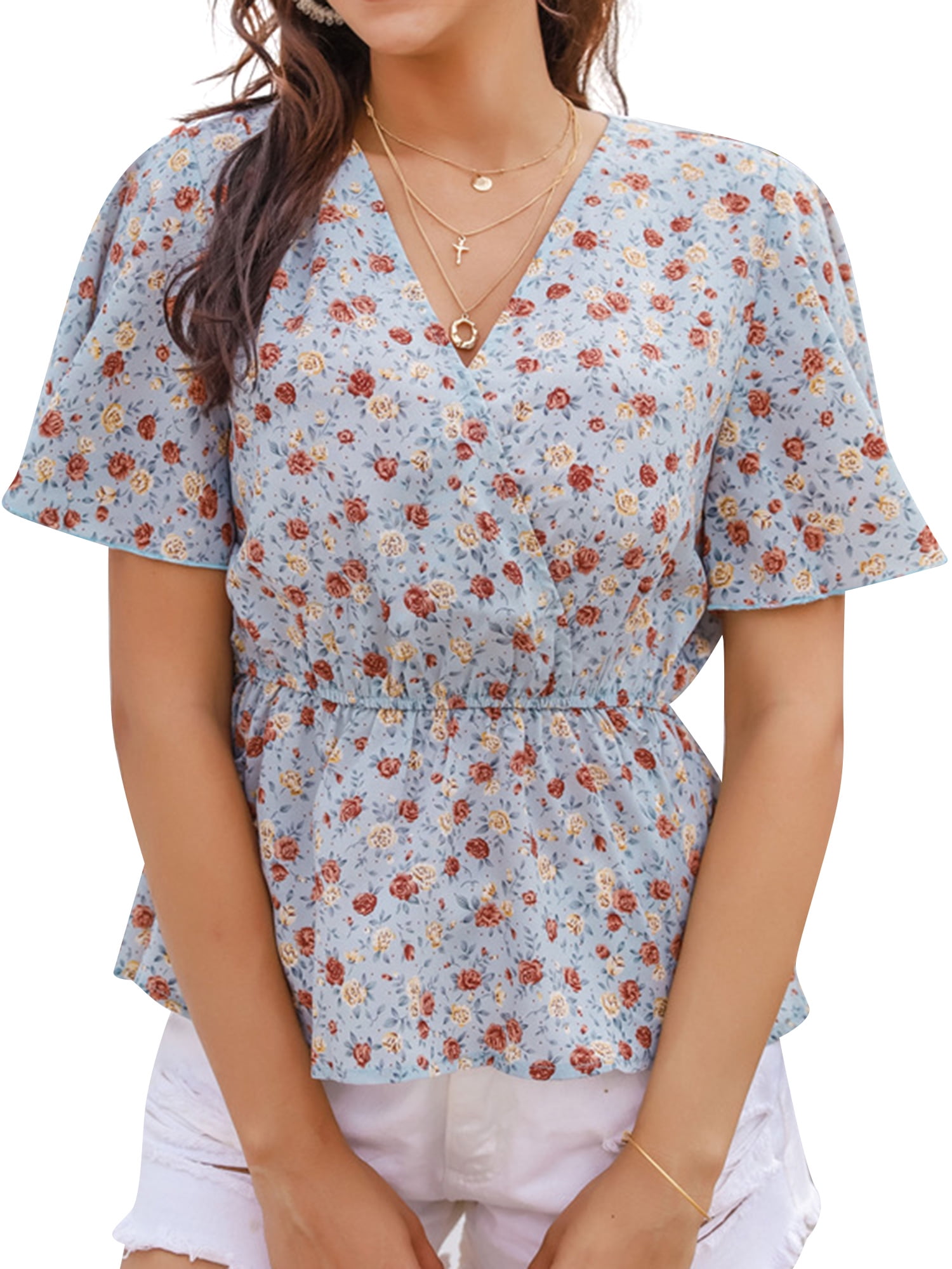white blouse with elastic waist