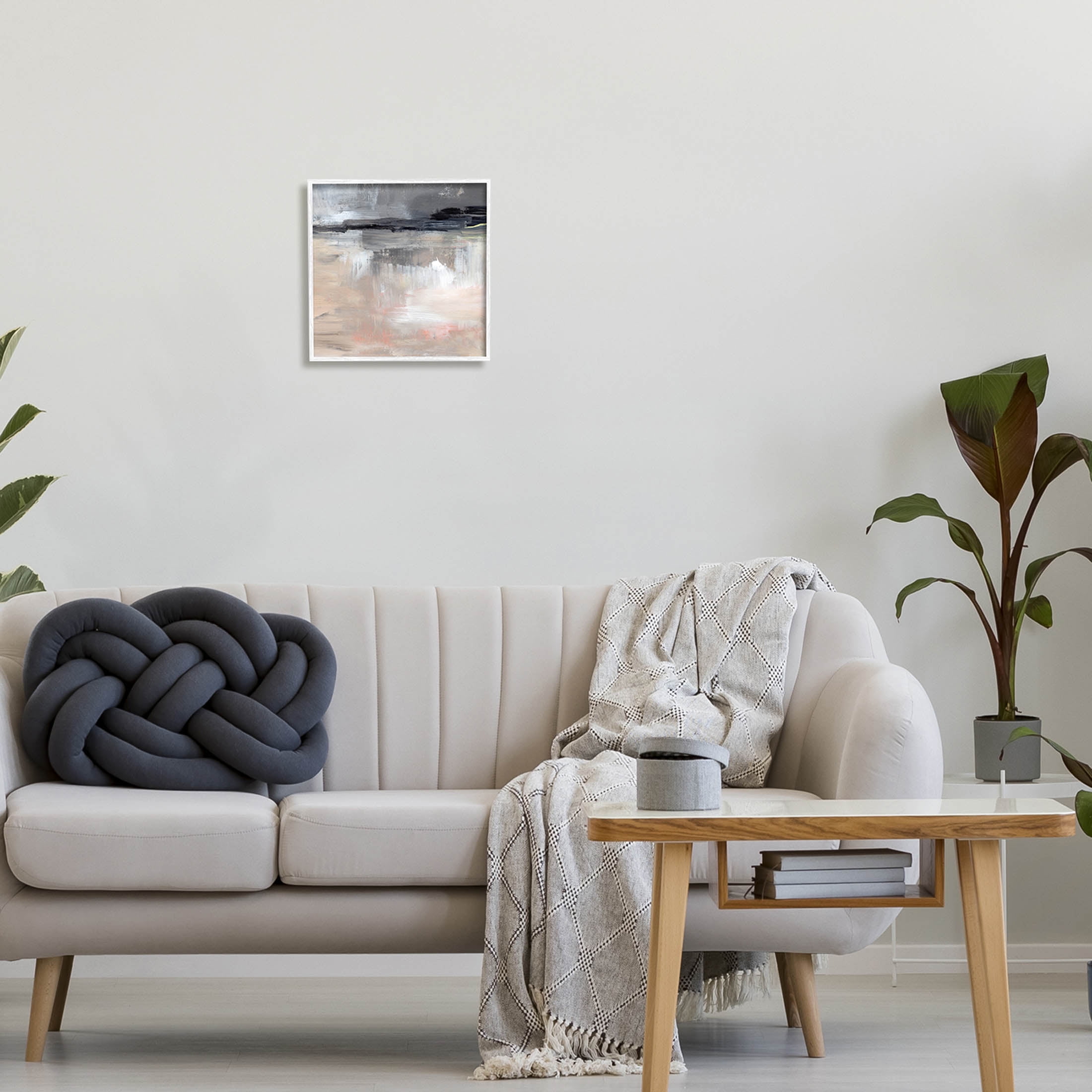 Modern Lake Reflection Scenery Abstract Painting White Framed Art Print Wall Art