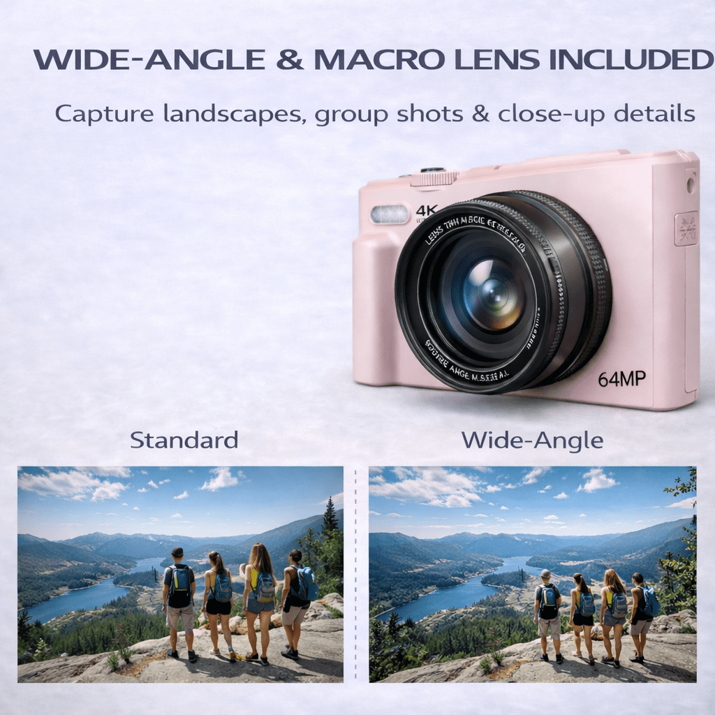 Acuvar 4K Digital Camera 64MP Creator Kit with Flip Screen, WiFi, 50" tripod, lens and 64GB card