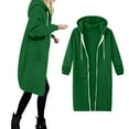 thumbnail image 7 of UngA Long Fleece Hoodies for Women Long Sleeve Fall Long Tunic Hooded Sweatshirt Oversized Fleece Jacket With Pockets Fall Coats 2025 Women Zip Up Hoodie (Green,3XL), 7 of 7