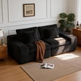 thumbnail image 2 of HipyMo 75" Corduroy Cloud Sofa, 2-Seater Loveseat Couch in a Box with Deep Seat, No Assembly Boneless Sofa for Living Room, Apartment, Office, Black, 2 of 9