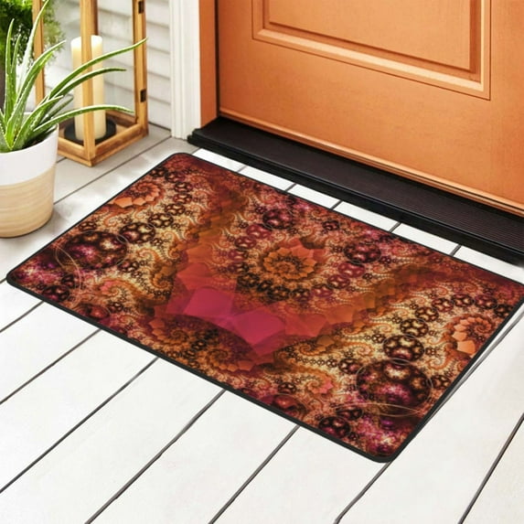 Abstract Future Fractal Spiral Rugs Doormat, Non-Slip Machine Washable Carpets Floor Door Mat , 36" x 24"