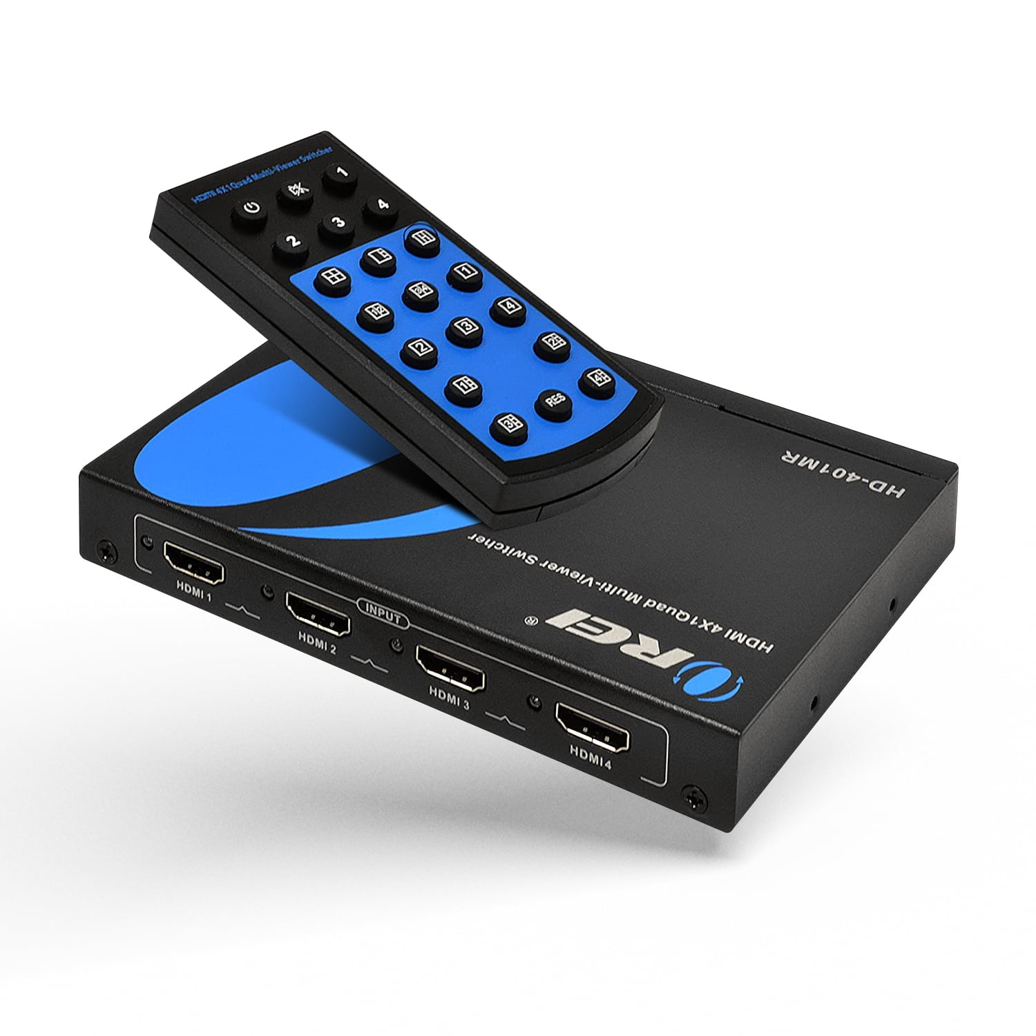 OREI HDMI MultiViewer 4x1 Seamless HDMI Switcher, 4 Ports IR Remote