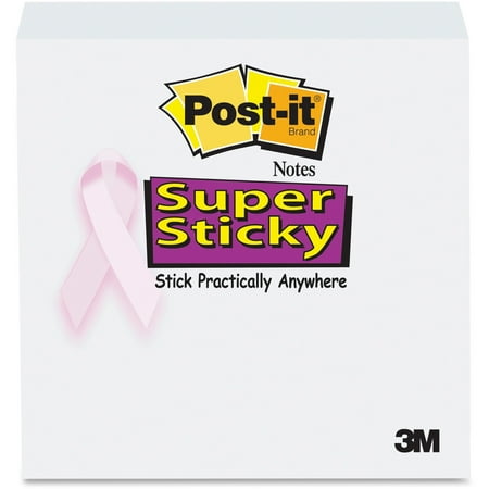 Super Sticky Breast Cancer Awareness Note, 3 in x 3 in, Pink