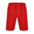 thumbnail image 4 of HCNTES Men's Linen Plaid Bermuda Shorts Elastic Waist Lightweight Summer Beach Shorts Big and Tall Casual Loose Fit Shorts(Red,3XL), 4 of 8