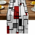 thumbnail image 6 of Abstract Geometric Squares Table Runner-90 Inch Long Black Red Modern Line Art Table Runners Linen Burlap Tablerunner for Kitchen Dining Room Holiday Party, 6 of 9