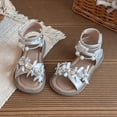thumbnail image 5 of SGMVNU Toddler Girls Sandals and Pearls Strappy Dress Sandals Open Toe Flat Sandals Summer Shoes for Little/Big Kids Silver Size 10.5-11 Years, 5 of 7