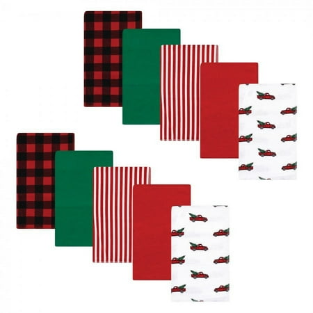 UPC: 0660168146479 | Hudson Baby Infant Boy Cotton Flannel Burp Cloths Christmas Tree Truck One Size