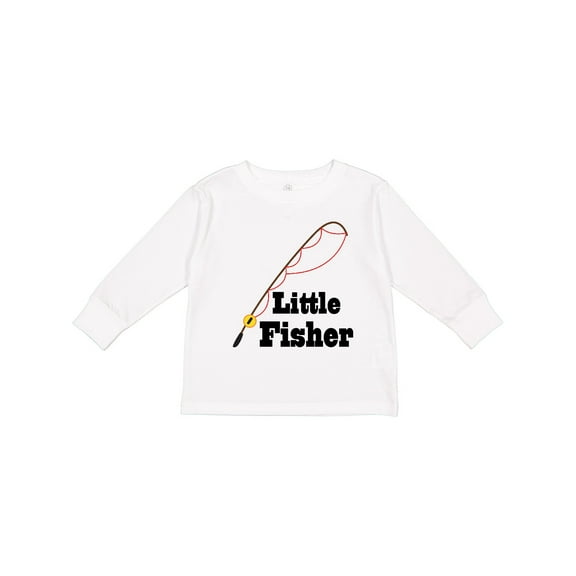 Inktastic Little Fisher Fishing Boys or Girls Long Sleeve Toddler T-Shirt