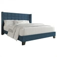 thumbnail image 3 of Castle Place Elegant Wingback Linen Upholstered Twin Bed, Blue, 3 of 8