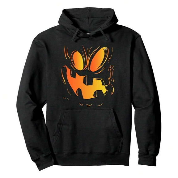 Funny Face Pumpkin Shirt For Men Costume Halloween Pullover HoodieMen's Dual Holiday Graphic Hoodie (Halloween & Thanksgiving), Heavyweight Cotton Pullover, Seasonal Comfort
