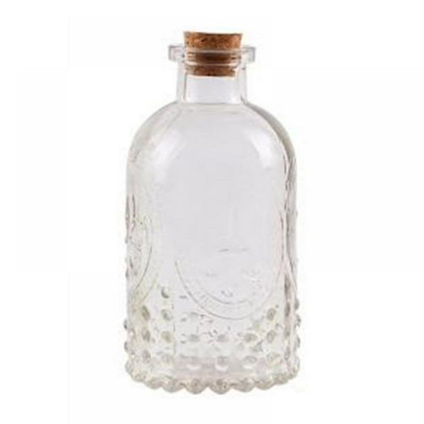 AntiqueStyle Glass Embossed Apothecary Bottles with Cork Lids Bottle