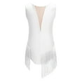 thumbnail image 3 of Haitryli Kids Girls Tassel Ballroom Latin Dance Dress Skating Gymnastic Leotard Modern Jazz Dancewear White 6, 3 of 7
