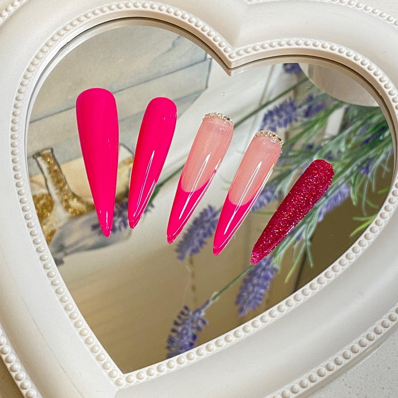 Glam Pink Handmade Press-On Nails (10 Pcs)