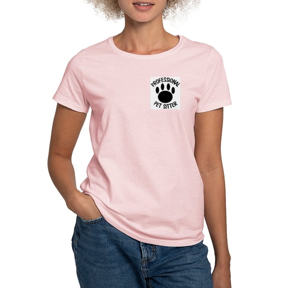CafePress - Professional Pet Sitter Paw Print Women's Pink T S - Women's Classic T-Shirt