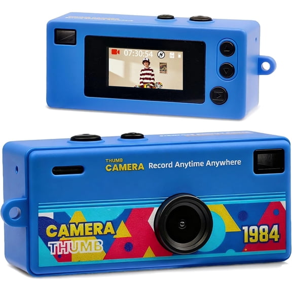 Mini Digital Camera with 0.96" LCD - 1080P Keychain Camera, 130° Wide Angle & Retro 90s Photo Filter, 32GB Memory, Portable Gift for Kids & Teens-a