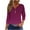 Purple, variant on 2025 New Fashion Plus Size Women's Fashion Casual Solid T-shirt 3/4 Sleeves Buttons Blouse V-Neck Casual Tops