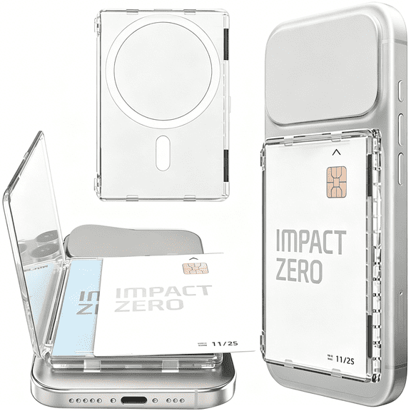 GJX Compatible Wallet with Stand,Slim Clear Magnetic Card Holder (2 Cards),Strong Snap-On Phone Wallet for Iphone 17/16/15/14/13/12 & Pixel 10 Pro/Xl/Fold (Clear, Open Side to Side)