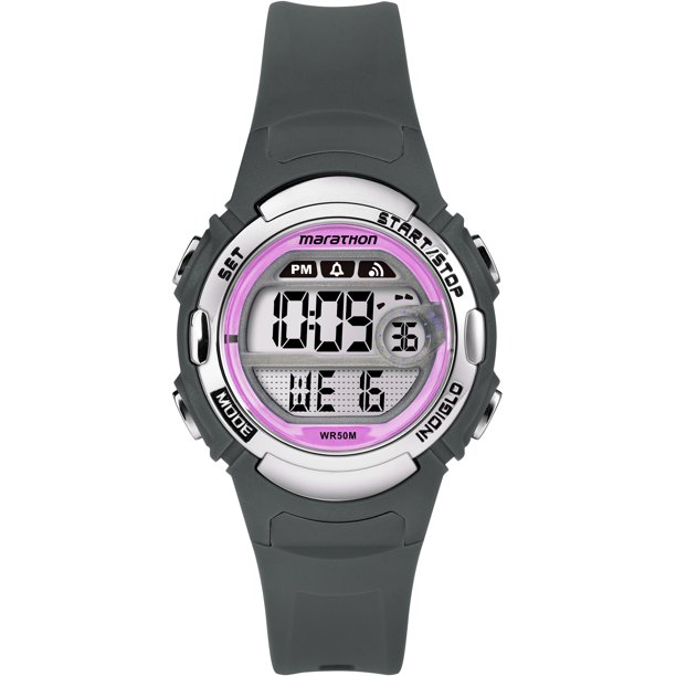 Timex Women's Digital MidSize Gray/Pink Watch, Resin Strap Walmart