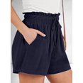 thumbnail image 6 of Women Summer Casual Wide Leg Loose High Waist Drawstring Dressy Shorts 2026 Beach Vacation Clothes Navy Blue XXL, 6 of 10