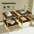 thumbnail image 5 of Euroco Set of 2 Rectangle End Table, Tempered Glass Tabletop with MDF layer, Modern Table for Living Room , Gray Glass, 5 of 9