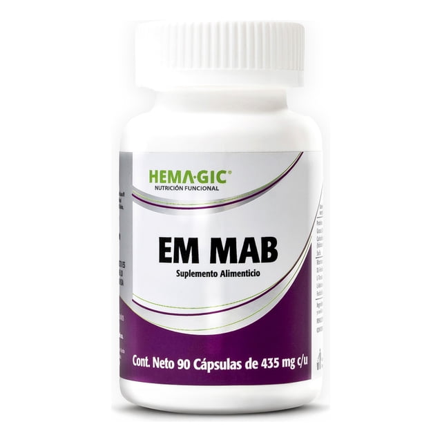 HEMAGIC EM MAB Mezcla Sinérgica De Nutrientes - Suplemento Alimenticio Bitartrato De Colina, DL-Fenilalanina, L-Tirosina, L-Metionina, Fosfatidilserina - 90 Cápsulas Vcaps - Sin Gluten Y Sin OGM