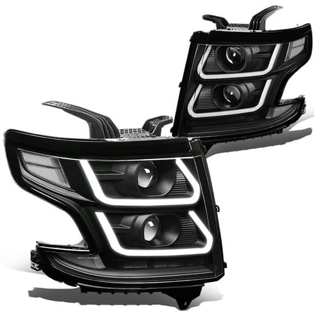 Tahoe Corner Light - For 2015 to 2018 Chevy Suburban / Tahoe 3D LED DRL Light Bar+Dual Projector Headlight Black Houisng Clear Corner Headlamps 16 17 16 17