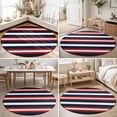 thumbnail image 4 of Large Round Rug 8Ft, Red Navy Blue Striped Non-Slip Washable Circle Rugs Carpet, Contemporary Minimalist Aesthetic Indoor Outdoor Rug Floor Mats Throw Runner for Bedroom Living Room Bathroom, 4 of 8