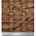 thumbnail image 1 of Soimoi Brown Rayon Fabric Quaterfoil Damask Printed Fabric 1 Yard 56 Inch Wide, 1 of 1