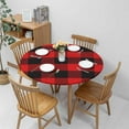 thumbnail image 4 of Red Black Plaid Round Tablecloth Scottish Checkered Pattern Classic Colors Traditional Fitted Table Cover Washable Tablecloths for Kitchen Dining Party 40-44 inch, 4 of 4