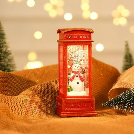 Christmas sale! Christmas Ornament Old Interview Telephone Booth Small Oil Lamp (with 3 LR44 Button Battery) - Tree Suitable For Hanging