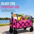 thumbnail image 5 of Expandable Folding Wagon Cart, 225 lbs Dual-Layer Collapsible Utility Wagon with 100% Extra Storage, Grocery Cart, Foldable Garden Cart with 360° Wheels for Camping, Shopping, Sports, Pink, 5 of 16