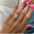 thumbnail image 4 of SOLITAIRE JEWELS 2.5Ct Oval Moissanite Diamond Dainty Style Bridal Ring Set Solid 18k White Gold, 4 of 7