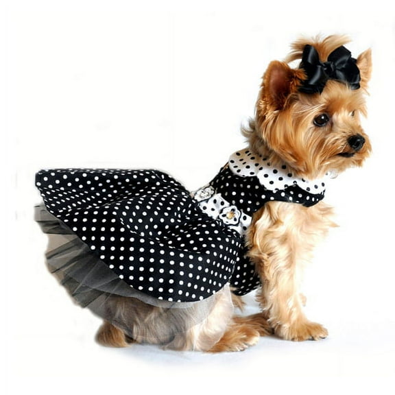Polka Dot Dog Dress - Black and White - Medium