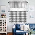 thumbnail image 2 of Pastoral Style Kitchen Curtains Valances and Tiers Set of 3 Grey White Lattice Tier Curtains and Valance with Rod Pocket for Small Windows, 27.5"x36", 2 of 9