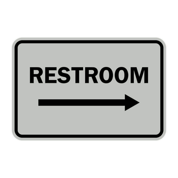 Classic Framed Restroom Directional Right Arrow (Lt Gray) - Small
