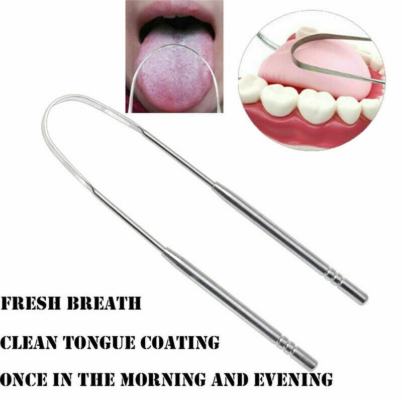 Stainless Steel Tongue Scraper Cleaner Fresh Breath Cleaning Coated ...