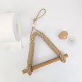 thumbnail image 2 of Soporte de papel higiénico de madera de cuerda, gran soporte único de papel de seda colgante de madera de ratán para pared, 2 of 5