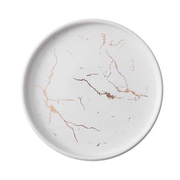 POYOGA Nordic 8 Inch Marble Ceramic Dish Round Dinner Plate Dessert Steak Cake Tray