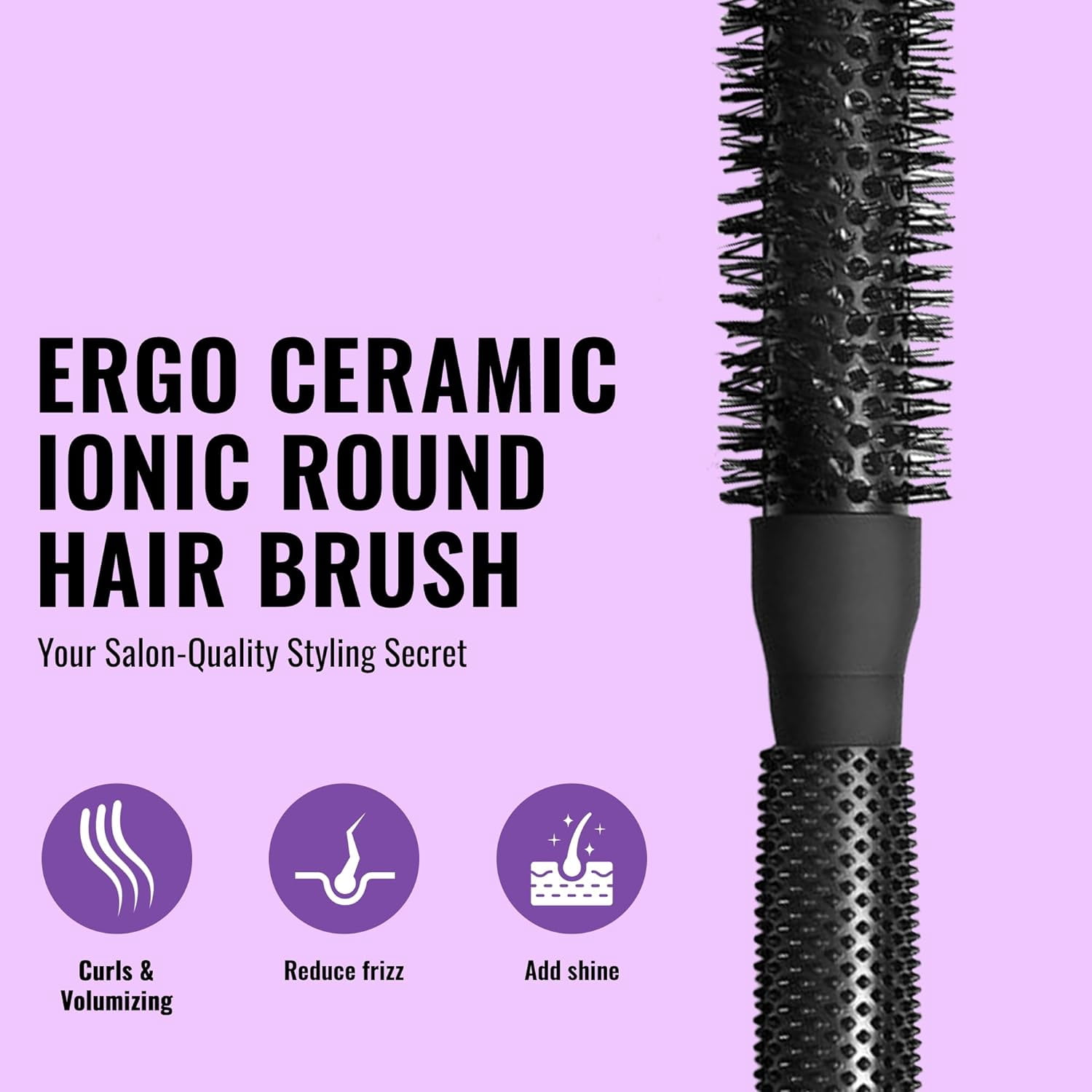 Ergo Keramik Ionische Rundhaarbürste 2,5 Cm – Salon-Qualität Föhnbürste Für Volumen & Glanz
